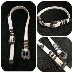 New Western white belt with style XS/S
